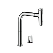 Hansgrohe Metris Select M71 Смеситель для кухонной мойки на 2 отверстия однорычажный 200, цвет: хром 73818000