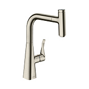 Hansgrohe Metris Select M71 Смеситель для кух. мойки однорыч. 240, с выдв. изл. цвет: нержав. сталь 73802800