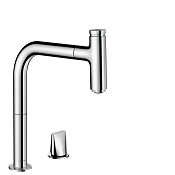 Hansgrohe Metris Select M71 Смеситель для кух. мойки на 2 отв. однорыч. 200, с выдв. изл. цвет: хром 73804000