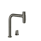 Hansgrohe Metris Select M71 Смеситель для кухонной мойки, с выдв. излив. цвет: шлифов. черный хром 73818340