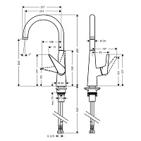 Hansgrohe Talis M51 Смеситель для кухонной мойки однорычажный 200, цвет: нержавеющая сталь 72813800