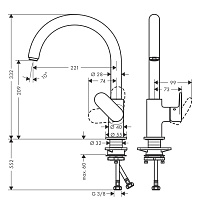 Hansgrohe Vernis Blend M35 Смеситель для кухонной мойки 260 однорычажный, цвет: матовый черный 71870670