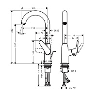 Hansgrohe Novus Смеситель для раковины, с донным клапаном, цвет: хром 71126000