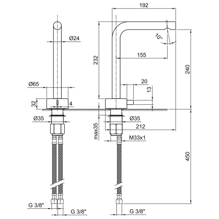 Fantini AF/21 Смеситель для раковины, 1 отв., цвет Matt Gun Metal PVD 27 P5 A006WF