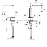 Fantini AF/21 Смеситель для раковины, 1 отв., цвет матовая натуральная сталь 27 93 A504WF