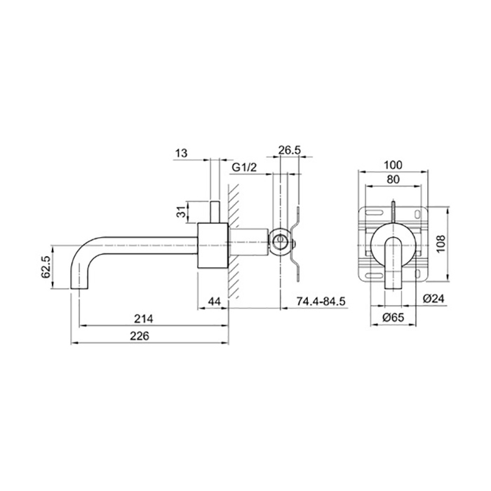 Fantini AF/21 Смеситель для раковины, встраиваемый, цвет Matt Copper PVD 27 P9 A513B