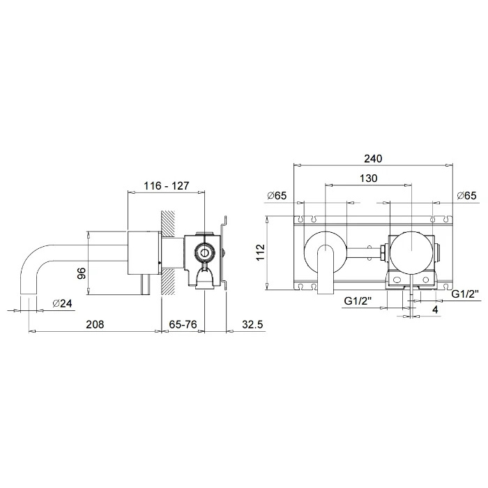 Fantini AF/21 Смеситель для раковины, встраиваемый, цвет хром 27 02 A613B