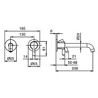 Fantini Icona Classic Смеситель для раковины, на 2 отв, излив 21 cм, цвет хром 53 02 R413B