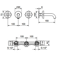 Fantini Icona Classic Смеситель для раковины, на 3 отв, излив 15 cм, цвет хром 53 02 R010B