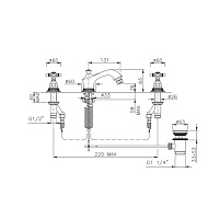 Nicolazzi Impero Смеситель для биде на 3 отверстия, цвет золото 1215GO36