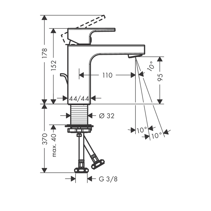 Hansgrohe Vernis Shape Смеситель для раковины однорычажный, с донным клапаном, цвет: хром 71594000