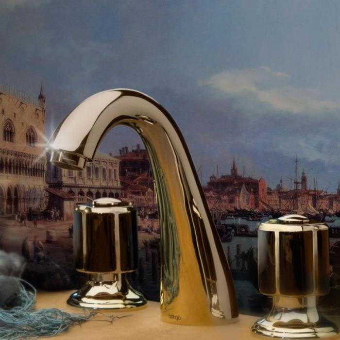 Bongio Fleur Noir Смеситель для раковины, на 3 отв., цвет: золото/черный фарфор 12501OR00