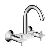 Hansgrohe Logis Classic Смеситель для кухни настенный с двумя рукоятками, поворотный, цвет: хром 71286000