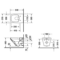 Duravit DuraStyle Унитаз Rimless подвесной без смывного края 37x54 cм, цвет: белый 2538090000