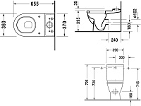 Duravit Starck 3 Чаша унитаза напольная без крышки и бачка 37x65,5 см, цвет: белый 0128090000