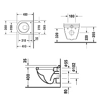 Duravit Starck 3 Унитаз подвесной Сompact, укороченная модель 48,5x36 cм, цвет белый 2202090000
