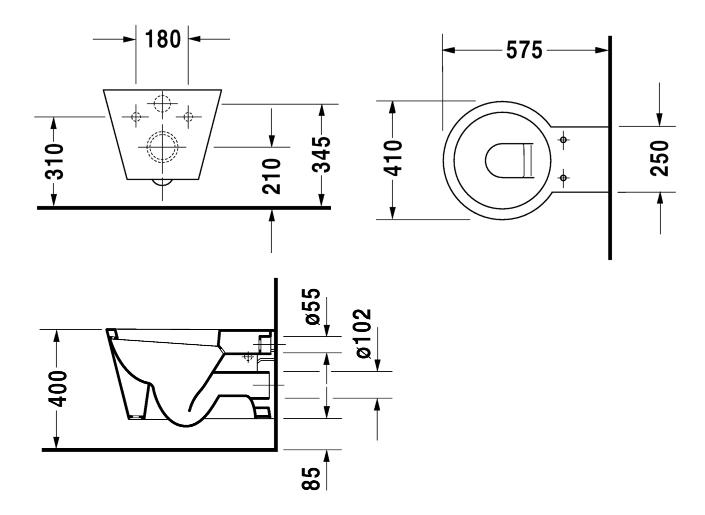 Duravit Starck 1 Унитаз подвесной, с креплением, 41x57,5 см, цвет: белый 0210090064