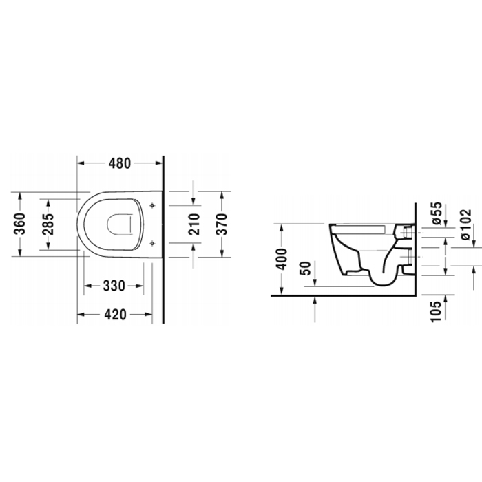 Duravit Me by Starck Унитаз подвесной Compact Rimless без смывного края, цвет белый 2530090000