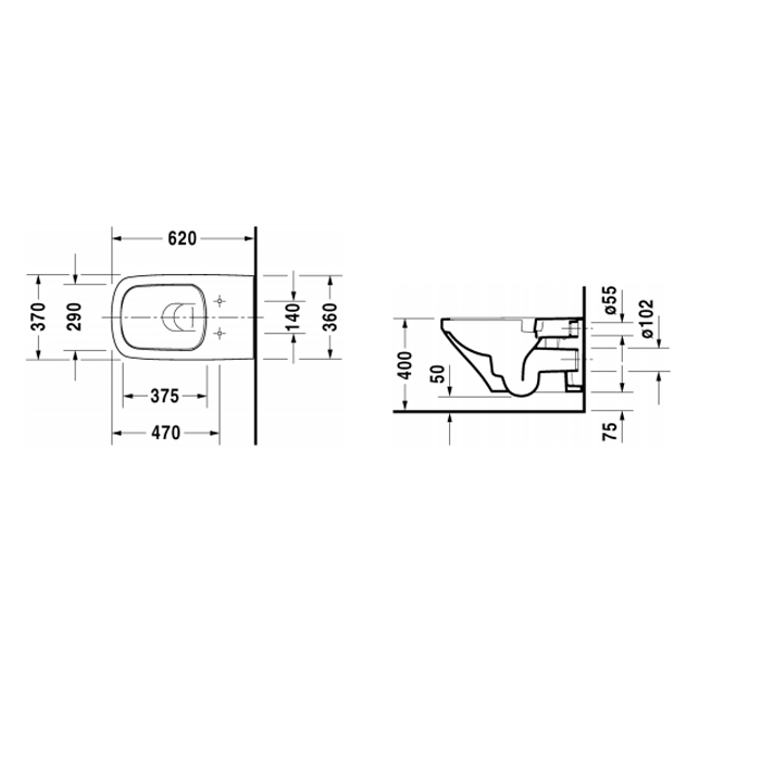 Duravit DuraStyle Унитаз удлиненный подвесной безободковый 62х37 cм, цвет белый 2542090000