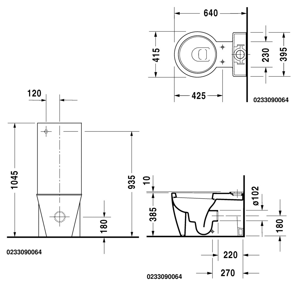 Duravit Starck 1 Чаша унитаза напольная без крышки и бачка 41,5x64 см, цвет: белый 0233090064