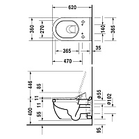 Duravit Starck 3 Унитаз подвесной 62х37 cм, для крышки-биде SensoWash 2226590000
