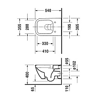 Duravit Happy D.2 Унитаз Rimless подвесной 36,5x54 cм, цвет: антрацит матовый 2222098900