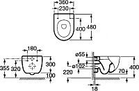 Roca Meridian Чаша подвесного унитаза 36х48 см, без крышки, цвет: белый глянцевый 346248000