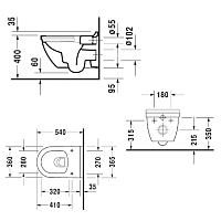 Duravit Starck 3 Унитаз подвесной безободковый, 54х36 cм, Durafix, цвет белый 2527090000