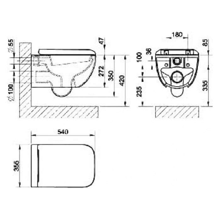 Gessi Унитаз подвесной 54х35,8 cм, в комплекте с крышкой-сиденьем, цвет белый глянцевый 39113#518