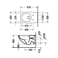 Duravit Architec Комплект: унитаз подвесн 57,5х36,5 cм, цвет белый 45720900A1 (257209+006969)