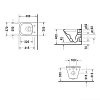 Duravit DuraStyle Унитаз подвесной 48 cм, Compact, Rimless, WashDown, 4,5 л. 2571090000