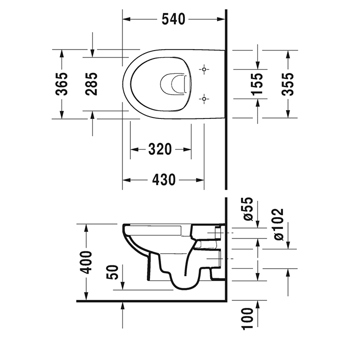 Duravit DuraStyle Унитаз подвесной BASIC безободковый 54х36,5 cм, цвет белый 2562090000