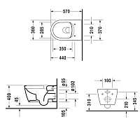Duravit Me by Starck Унитаз подвесной 57х37, с сиденьем Rimless, цвет: белый глянцевый 45290900A1