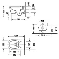 Duravit Me by Starck Унитаз подвесной 57х37 cм, безободковый, HygieneGlaze, цвет белый 2579092000