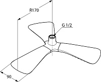 Kludi Fizz Верхний душ тройной 34 см, с 1 режимом струи, без кронштейна, цвет: хром 6757805-00