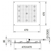 Bossini Cube Потолочный душ встраиваемый 47 см, 1 вид струи, LED, цвет: chrome H37456.030