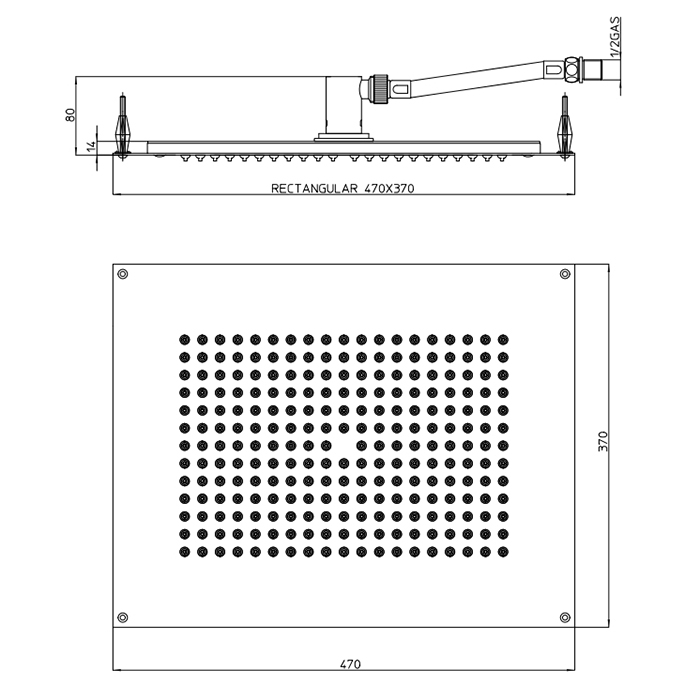 Bossini Rectangular Потолочный душ встраиваемый 47x37 см, 1 вид струи, цвет: chrome H38387.030