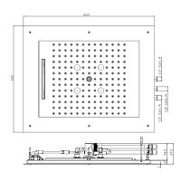 Bossini Frame Потолочный душ встраиваемый 60x50 см, 3 вида струи, LED RGB, цвет: chrome HI0930.030