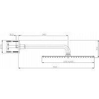 Bossini Rectangular Верхний душ 40 см, 1 вид струи, кронштейн настенный 38 см, цвет: chrome H77604.030