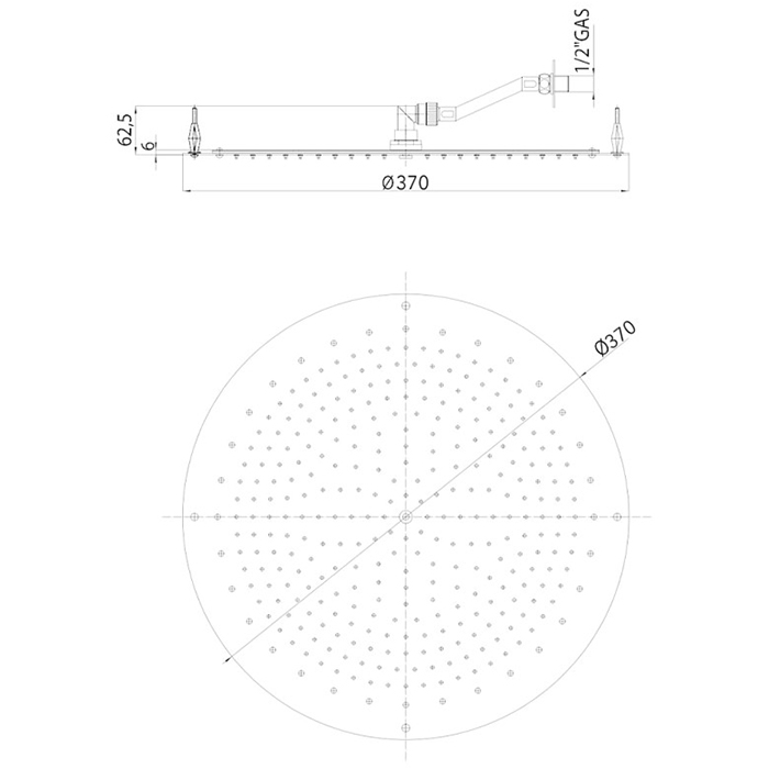 Bossini Oki Потолочный душ встраиваемый d37 см, 1 вид струи, цвет: chrome I01600.030