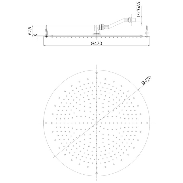 Bossini Oki Потолочный душ встраиваемый d47 см, 1 вид струи, цвет: chrome I01601.030