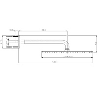 Bossini Rectangular Верхний душ 40x30 см, 1 вид струи, кронштейн настенный 38 см, цвет: chrome H77607.030