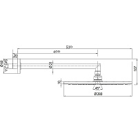Bossini Cosmo Верхний душ d28 см, 1 вид струи, кронштейн настенный 40 см, цвет: mat black H70596.073