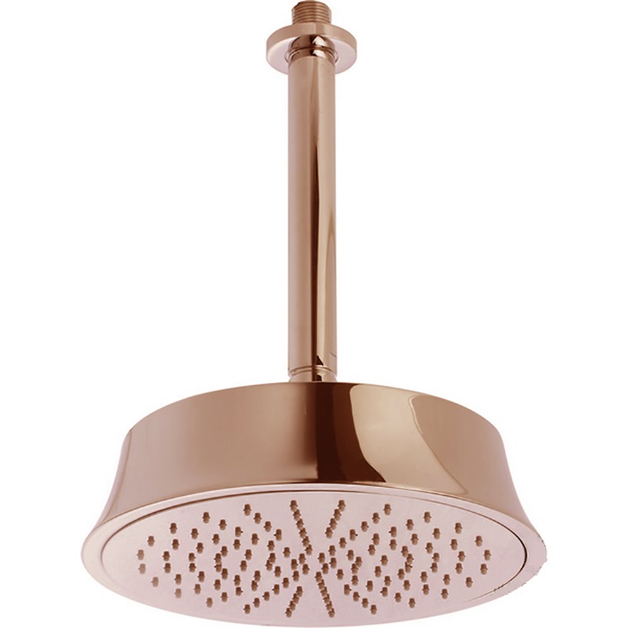 Cisal Shower Верхний душ d22 см, 1 вид струи, кронштейн потолочный 27см, цвет: rose gold/night black DS0132807E
