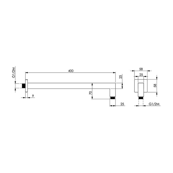 Cisal Shower Держатель верхнего душа настенный 40 см, цвет: Chrome DS01332021