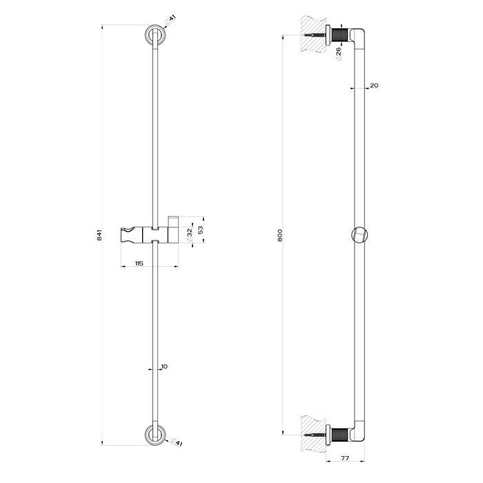 Gessi Inciso Душевая штанга 84,1 см, цвет: finox brushed nickel 58144#149