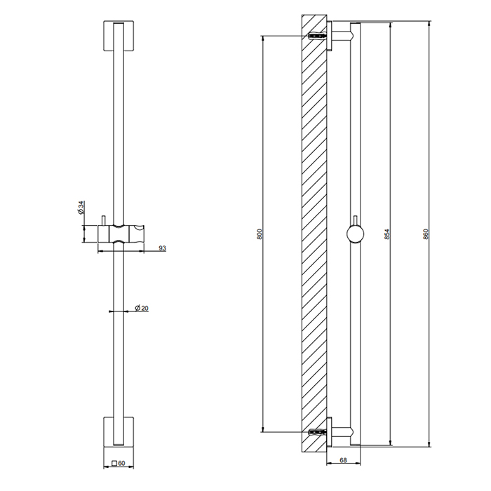 Gessi Rilievo Душевая штанга 86 см, цвет: matte black 59244#299