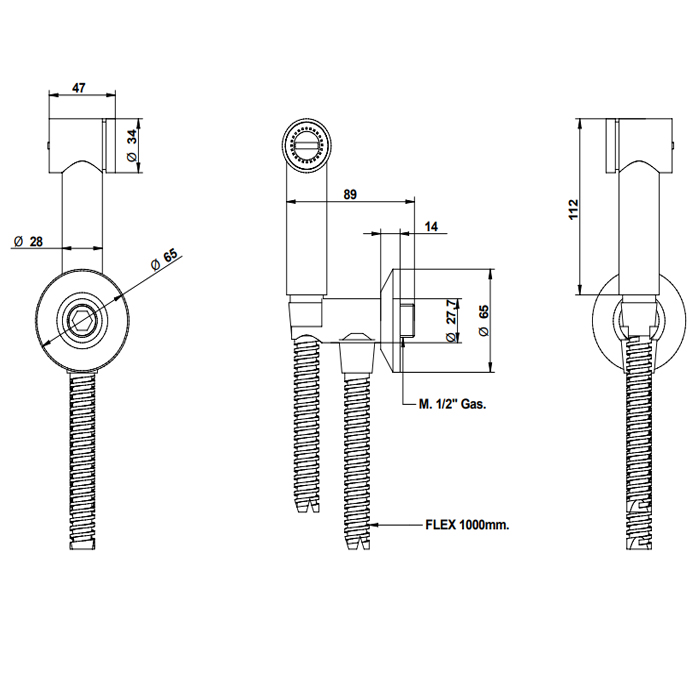 Bongio Гигиенический душ, цвет золото 00903ORPR