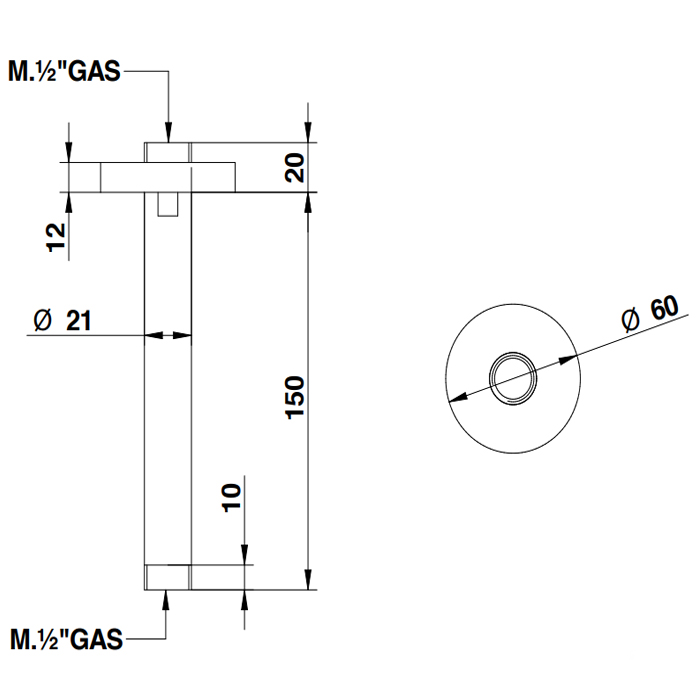 Bongio Soffi Потолочный держатель верхнего душа 15 см, цвет хром 00804CR15PR