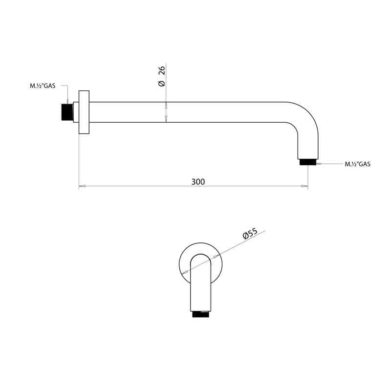 Bongio Держатель верхнего душа 30 см, цвет хром 802CR30PR